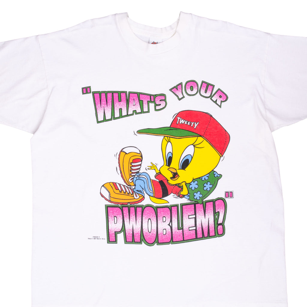 Vintage Looney Tunes Tweety Whats Your Pwoblem 1997 Tee Shirt Size 3XL