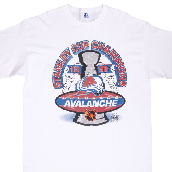 Vintage Nhl Colorado Avalanche Stanley Cup Champions 1996 Tee Shirt Size XL With Single Stitch Sleeves