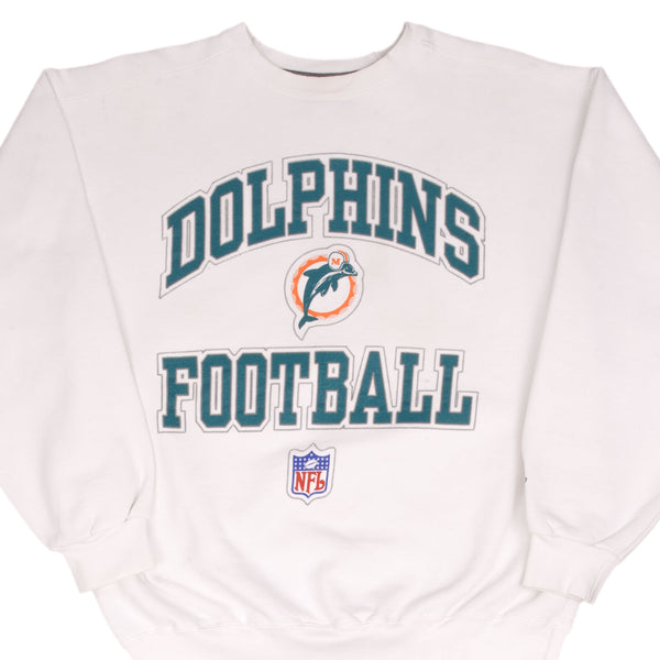 Vintage Nfl Miami Dolphins Football 1990S Starter White Sweatshirt Size Xl Made In USA