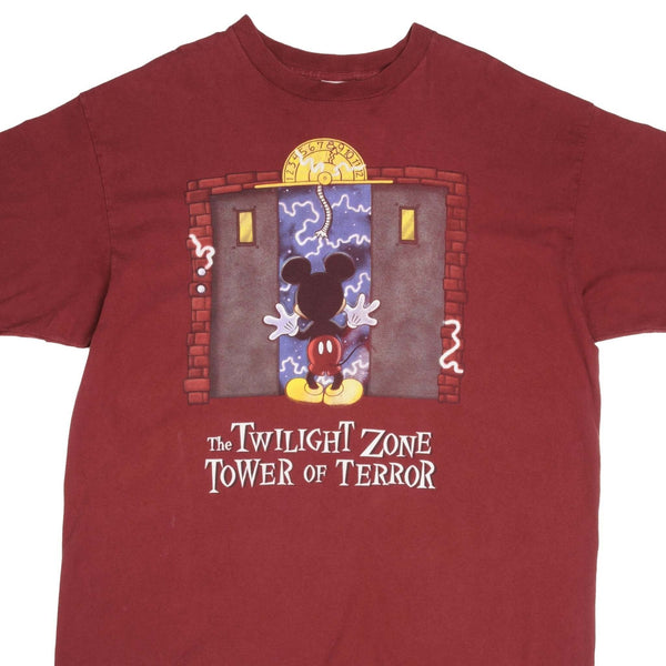 Vintage Disney The Twilight Zone Tower Of Terror With Mickey Mouse Tee Shirt 1990S Size 2XL Made In USA