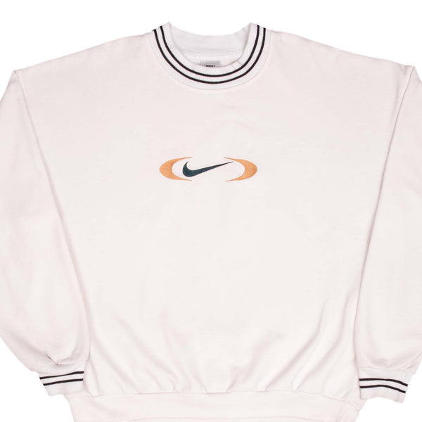 Vintage Nike Center Big Swoosh White Sweatshirt 1990S Size XL