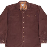 VINTAGE CARHARTT S96 FLANNEL LINED BROWN CANVAS OVER SHIRT 2000S SIZE LARGE TALL