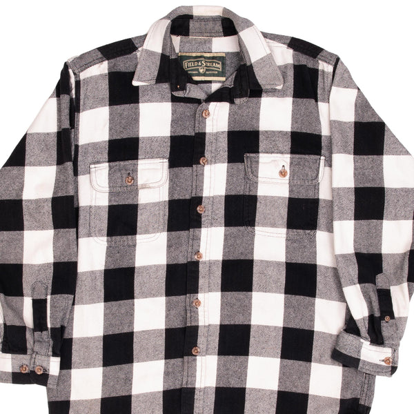 Vintage Black And White Check Plaid Flannel Shirt 1990S Size Medium