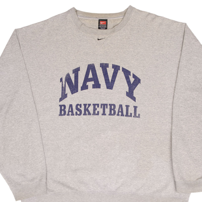 Vintage Nike Us Navy Basketball Spellout Grey Sweatshirt 1990S Size 2XL