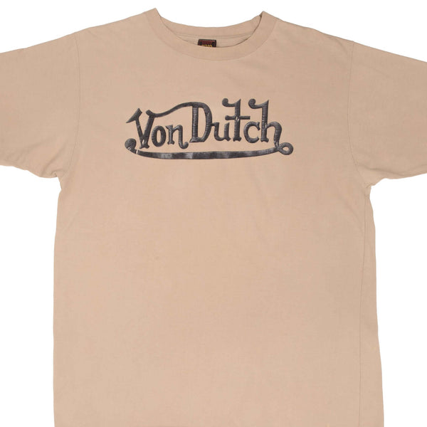 Vintage Von Dutch Beige Tee Shirt 2000S Size XL