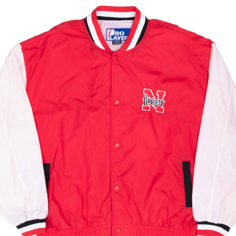 Vintage Ncaa Nebraska Huskers Pro Player Bomber Jacket 1990S Size 2Xl