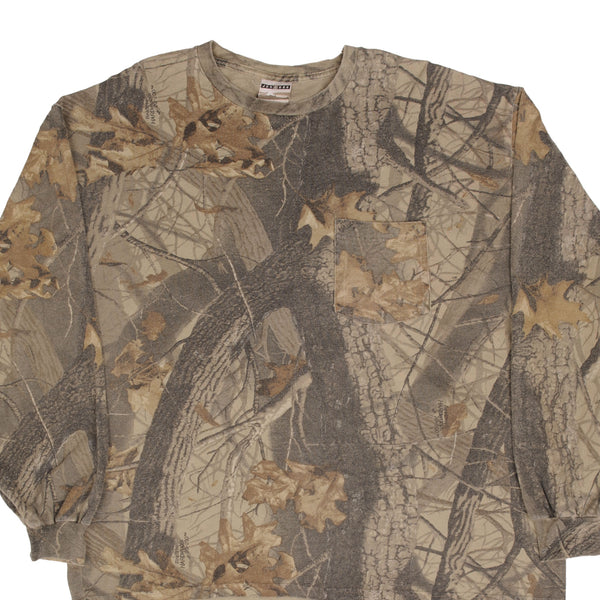 Vintage Hunting Realtree Hardwoods Camo Long Sleeve Pocket Tee Shirt Size XL