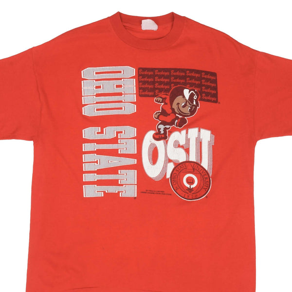 Vintage Ohio State Buckeyes Football OSU Tee Shirt 1990S Size Large Made In USA With Single Stitch Sleeves