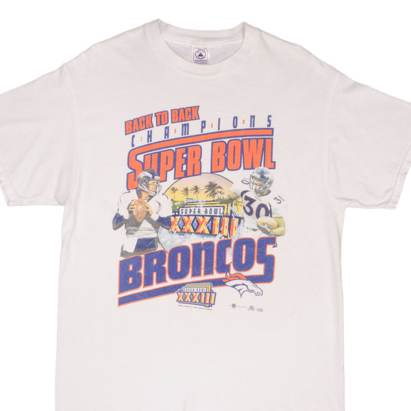 Vintage Nfl Denver Broncos Super Bowl Champions XXXII Back To Back 1999 Tee Shirt Size Large