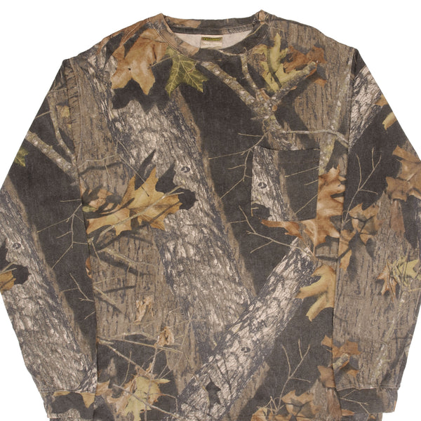 Vintage Hunting Mossy Oak Break Up Camo Long Sleeve Pocket Tee Shirt Size XL