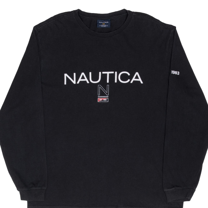 Vintage Nautica Blue Long Sleeve Tee Shirt 2000S Size Medium