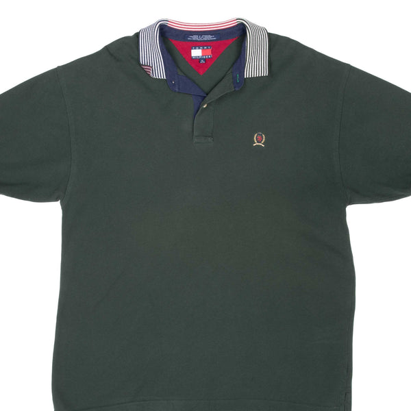 Vintage Tommy Hilfiger Green Polo Shirt 1990S Size XL