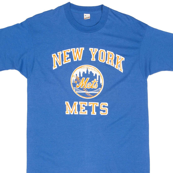 Vintage Blue MLB New York Mets Tee Shirt 1980s Size Medium Made In USA With Single Stitch