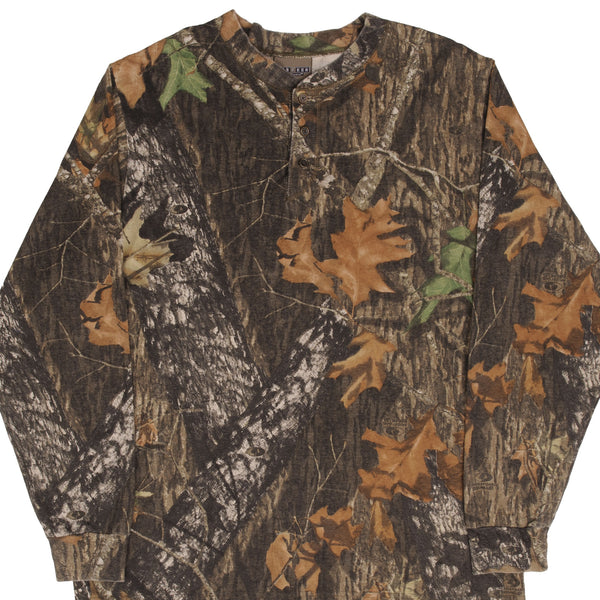 Vintage Hunting Mossy Oak Break Up Camo Long Sleeve Pocket Tee Shirt Size Large