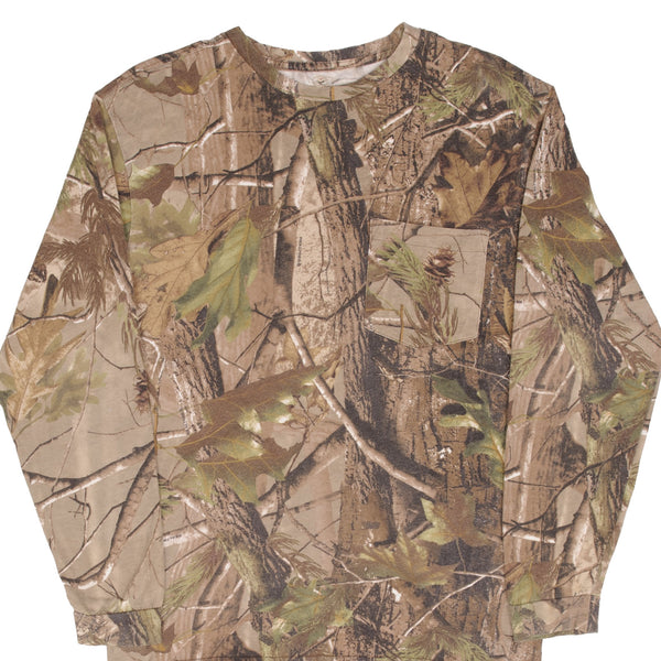 Vintage Hunting Realtree Camo Long Sleeve Pocket Tee Shirt Size Small