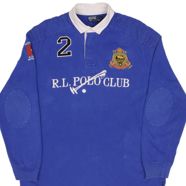 Vintage Ralph Lauren Switzerland Winter Cup 2008 Blue Rugby Polo Shirt Size 2XL