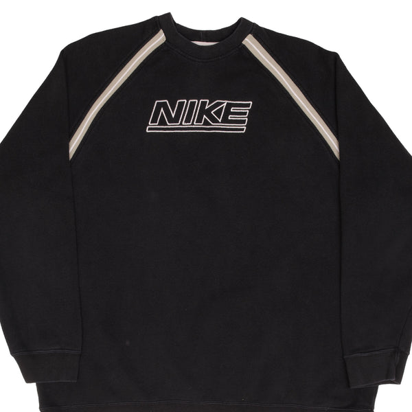 Vintage Nike Spellout Swoosh Black Crewneck Sweatshirt 1990S Size XL