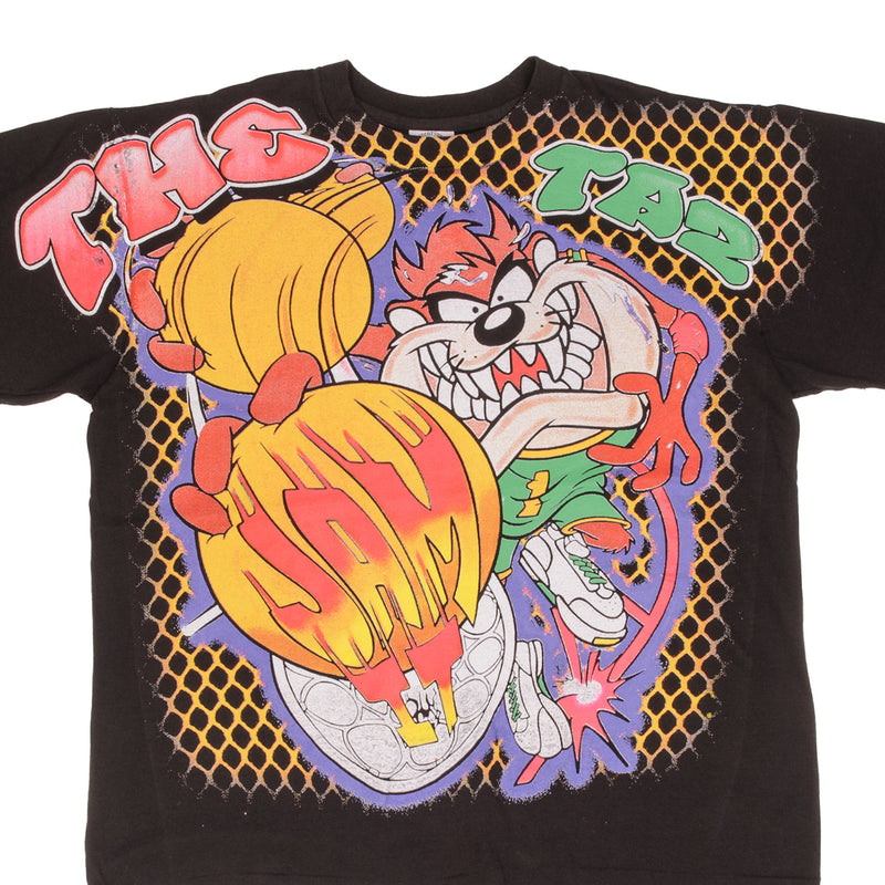 Bootleg All Over Print Looney Tunes Taz Jam It Take It Personal Tee Shirt Size XL Single Stitch