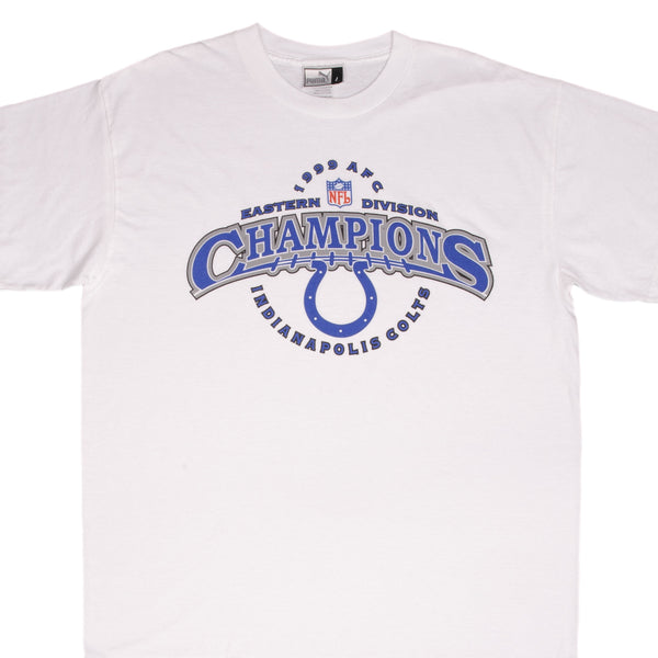 Vintage Nfl Indianapolis Cots Afc Champions 1999 Puma Tee Shirt Size Large