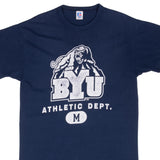 Vintage Ncaa Byu Birgham Young University Cougars 1980S Tee Shirt Size Medium Made In Usa With Single Stitch Sleeves