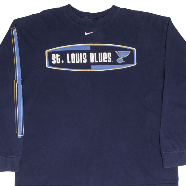 Vintage Nike Nhl St Louis Blues Center Swoosh Long Sleeve Tee Shirt 1990S Size Large