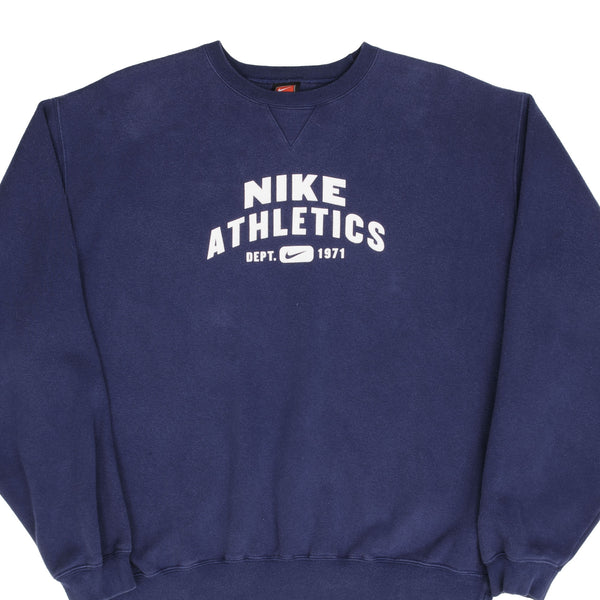 Vintage Nike Athletics Spellout Blue Sweatshirt 1990S Size Large