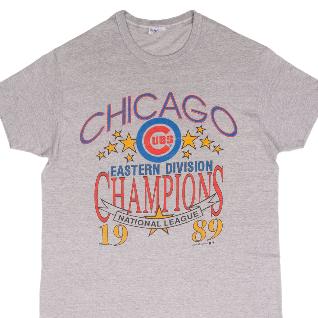 Vintage Mlb Chicago Cubs Eastern Division Champions 1989 Tee Shirt Size Large Made In Usa With Single Stitch Sleeves