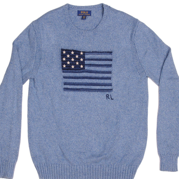 Vintage Ralph Lauren American Flag Knit Sweatshirt Size Small Or Size XL Youth