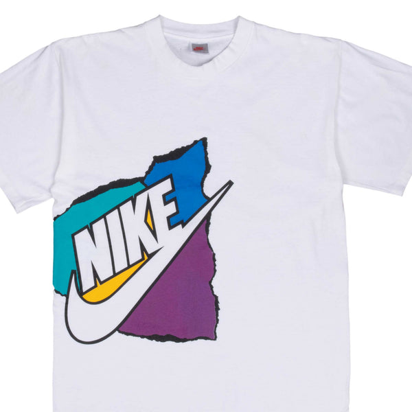 VINTAGE NIKE ALL OVER PRINT EARLY 1990S WHITE TEE SHIRT LARGE MADE IN Vintage rare usa