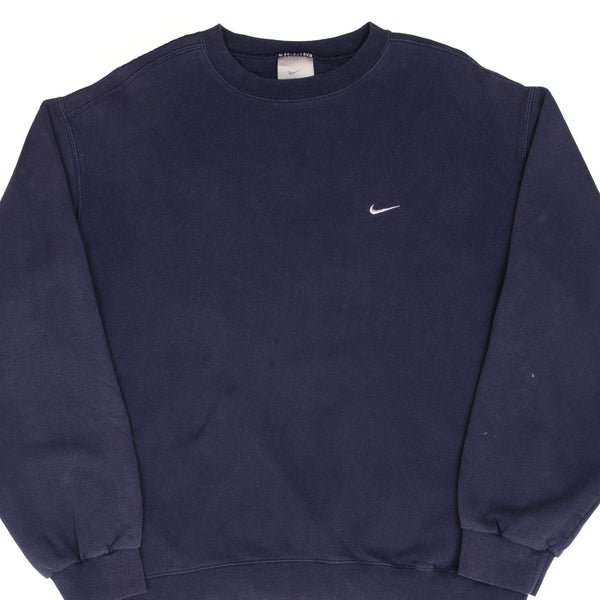 Vintage Nike Classic Swoosh Navy Blue Sweatshirt 2000S Size Large