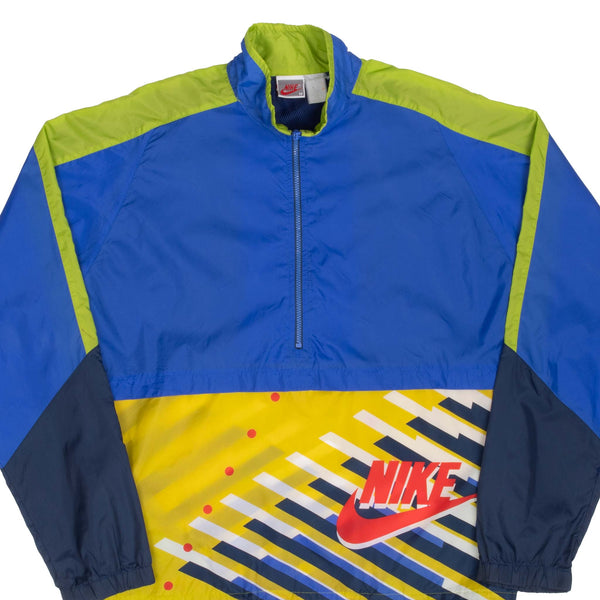 Vintage Nike Swoosh Blue &amp; Yellow Pullover Windbreaker Jacket 1980S Size Medium