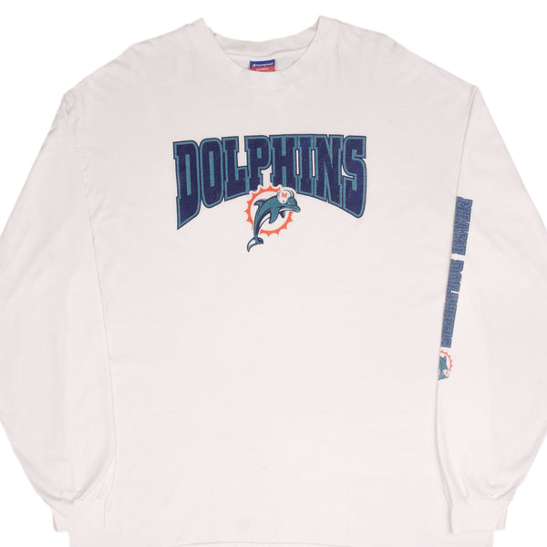 Vintage Nfl Miami Dolphins 2000S Champion Long Sleeve Tee Shirt Size 2XL