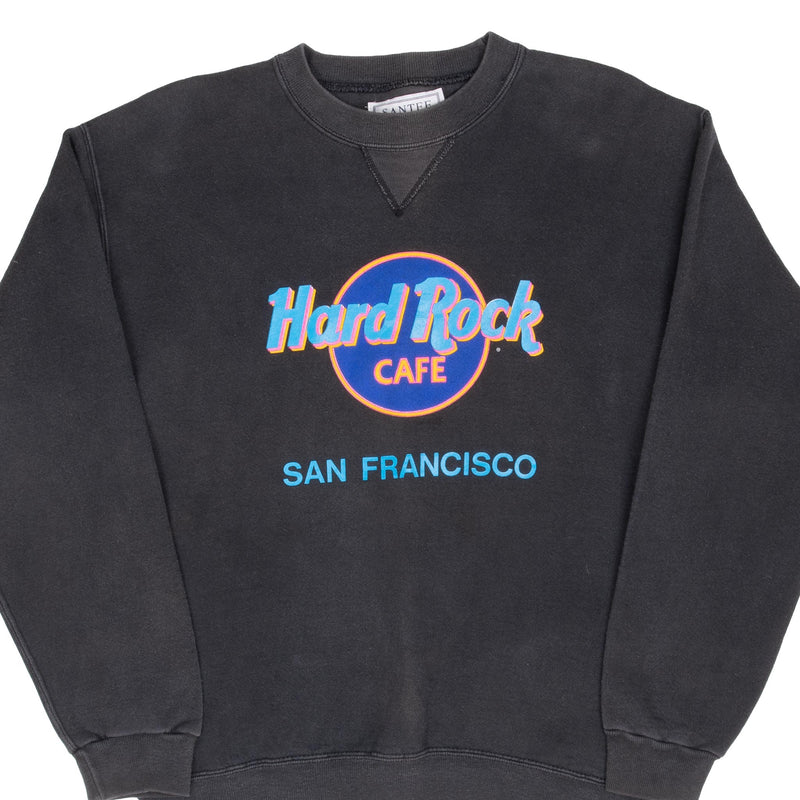 Vintage Hard Rock Cafe San Francisco Black Sweatshirt 1990S Size Medium Made In Usa