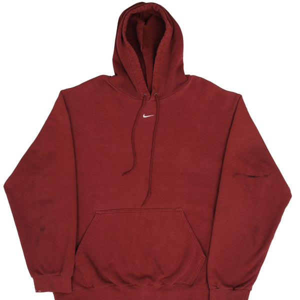 Vintage Nike Middle Swoosh Travis Scott Burgundy Hoodie Sweatshirt 2000S Size XL