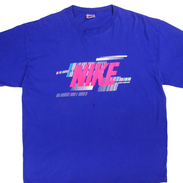 Vintage Purple Nike Big Logo Tee Shirt 1987-1992 Size Xlarge. With Single Sitch Sleeves