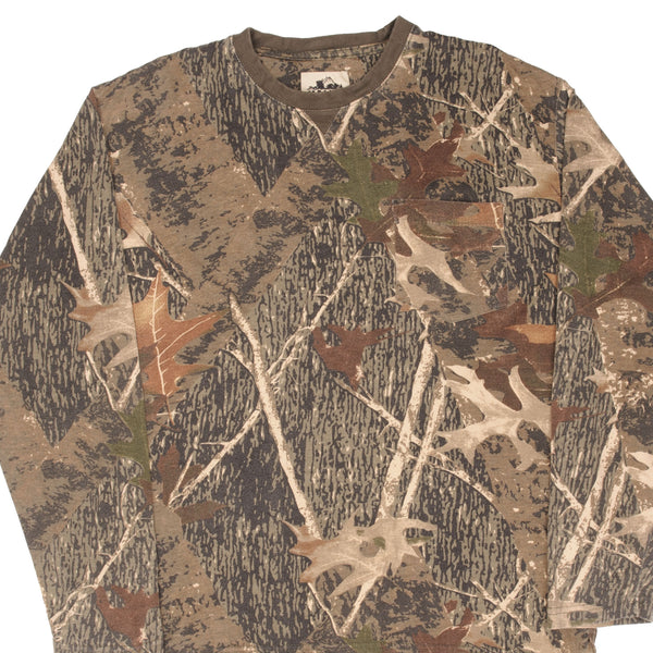 Vintage Hunting Camo Long Sleeve Pocket Tee Shirt Size Large