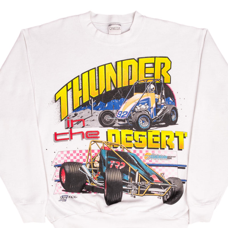 Vintage Tuscon Raceway Park Thunder In The Desert Tqma USAC Sweatshirt 1992 XL Made In Usa