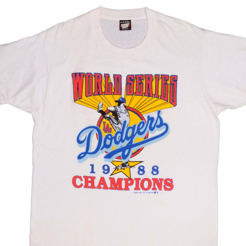 Vintage MLB Los Angeles Dodgers World Series Champions 1988 Tee Shirt Size XL Made In USA With Single Stitch Sleeves 