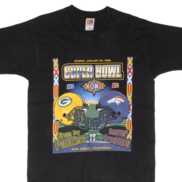 Vintage NFL Green Bay Packers VS Denver Broncos Super Bowl XXXII 1998 Tee Shirt Size Medium