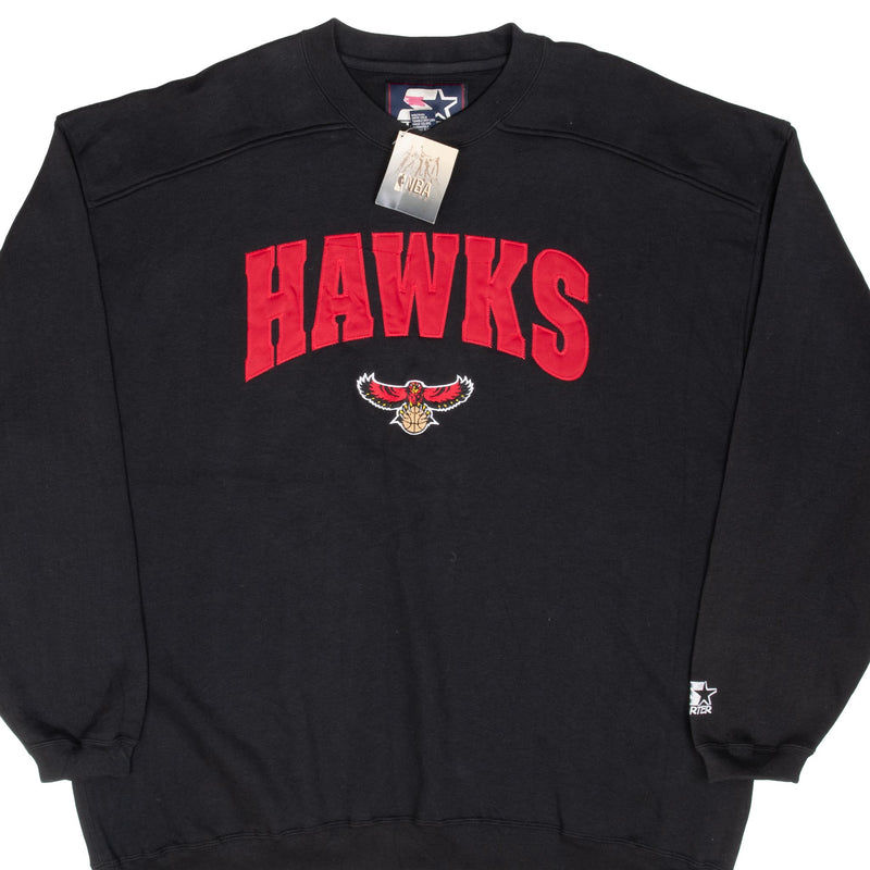 Vintage Nba Atlanta Hawks Black Starter Sweatshirt 1990S Size 2XL Deadstock