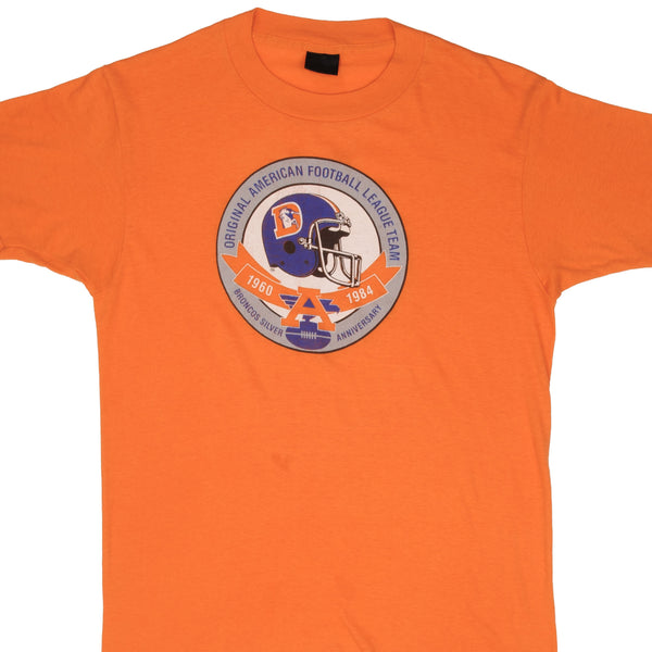 Vintage NFL Denver Broncos 1984 Anniversary Tee Shirt Size Medium Made In USA With Single Stitch Sleeves