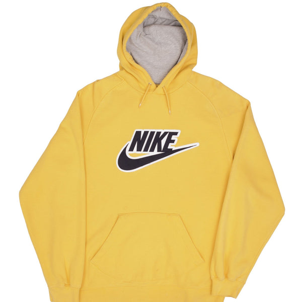 Vintage Nike Spellout Swoosh Yellow Hoodie Sweatshirt Late 2000S Size XL