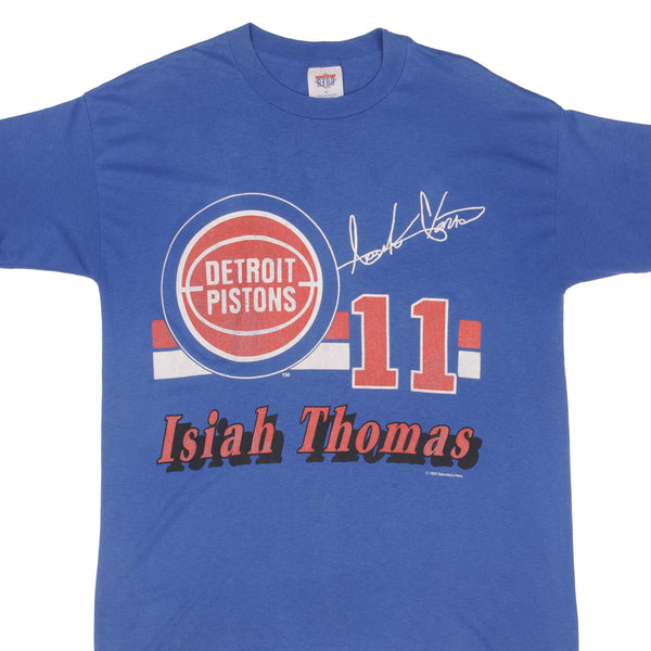 Vintage NBA Detroit Pistons Isiah Thomas 1990 Tee Shirt Size Large Made In USA With Single Stitch Sleeves