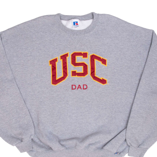 Vintage Usc Dad Russell Grey Crewneck Sweatshirt 1990S Size 2XL