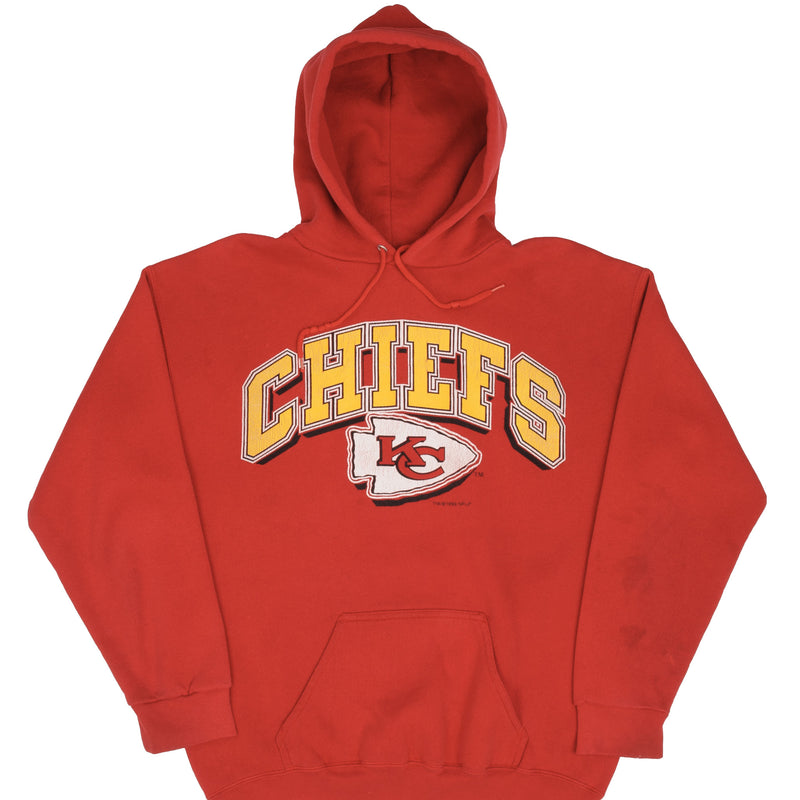 Vintage NFL Kansas City Chiefs Spellout 1993 Hoodie Sweatshirt Size Large Made In USA