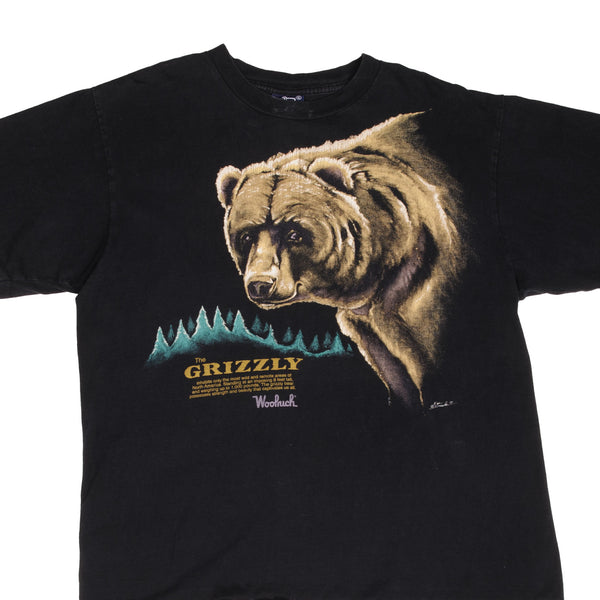 Vintage Grizzly Bear 1991 Animal Print Woolrich Tee Shirt Size XL Made In Usa With Single Stitch Sleeves