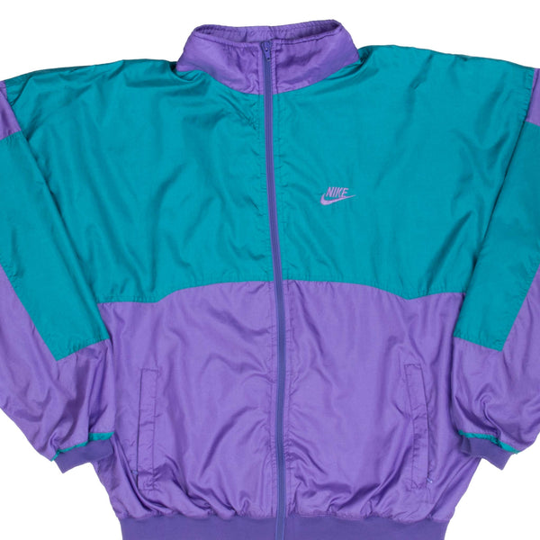 Vintage Nike Swoosh Purple And Cyan Windbreaker Jacket Late 1980S Size XL