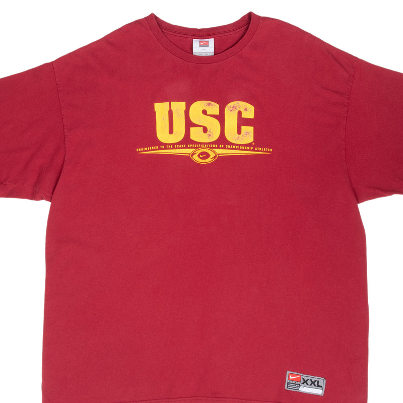 Vintage Usc Trojans Nike Swoosh Red Tee Shirt 2000S Size 2XL