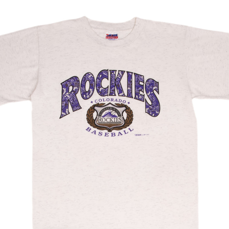 Vintage Mlb Colorado Rockies 1993 Tee Shirt Size Large Made In USA With Single Stitch Sleeves