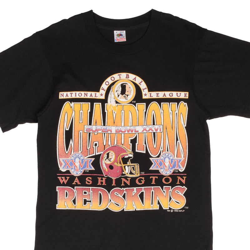 Vintage NFL Washington Redskins NFC Champion Superbowl XXVI 1992 Tee Shirt Size Medium Made In USA With Single Stitch Sleeves